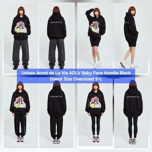 Unisex Acmé de La Vie ADLV Baby Face Hoodie Black Donut Size Oversized S